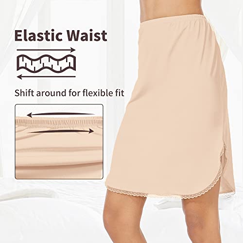 Mancyfit Half Slips For Women Underskirt Short Mini Skirt With Floral Lace Trim Nude Large #TOP1