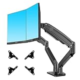 Support de radiateur JEQGDLUI F195A 3-12kg Aluminium 22-32quot; Double Support d\'écran d\'ordinateur Bras de Ressort à gaz Support de Support de Moniteur Double PC à Mouvement Complet(with Small Adaptor)
