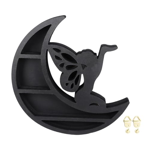 TOPINCN Crystal Shelf Display Moon, Wooden Multilayer 11.8 Inch