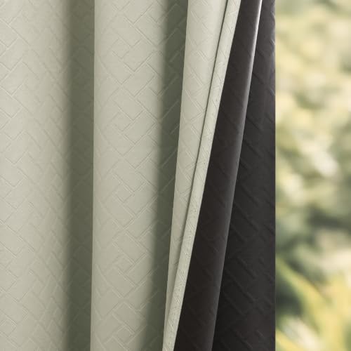 Image of HOMEMONDE 100% True Blackout Curtains 6 Feet Window - Set of 2 Curtains| Embossed Design | Light Block Thermal Insulated & Noise Reducing Room Darkening Curtains (Off White, 72Inch)