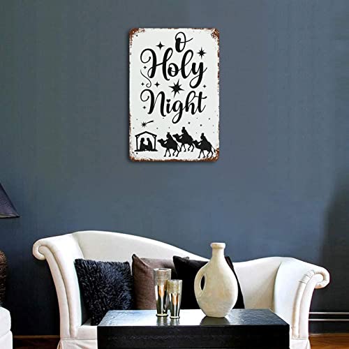 O Holy Night Metal Signs Religious Christian Nativity Scene Aluminum Metal Sign Man Cave Sign Hanging Wall Plaque Kitchen 8"X12" Christmas Party Wall Decor Art Iron Vintage Sign #TOP3