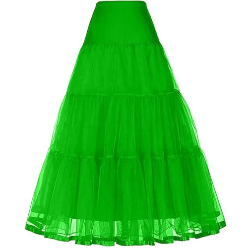 Genérico Enaguas Cancan Falda Larga Enaguas Crinoline para Mujer Long Hoopless Tutu Petticoat Underskirt Falda de Ballet Falda de Fiesta Longitud del Tobillo Enagua Falda(Verde,32)