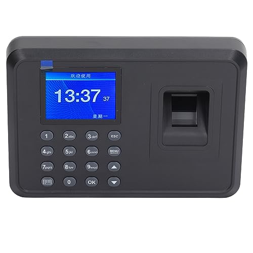 flexman Fingerprint Time Attendance Machine, Multi Languages Voice Reminder Fingerprint Password Employee Time Clock for Offices, Factories, Hotels, Restaurants