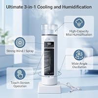 Turmventilator mit Befeuchter USB Tischventilator 6 Stufen Timer – Ansicht 3