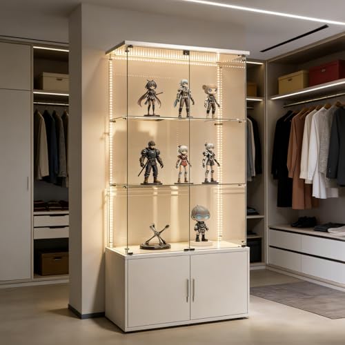 AZJSAHAH Vitrina de cristal con iluminación