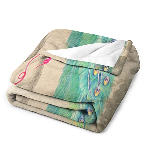 Couverture de voyage en flanelle motif paon plaid canapé lit camping 152x203 cm - 6