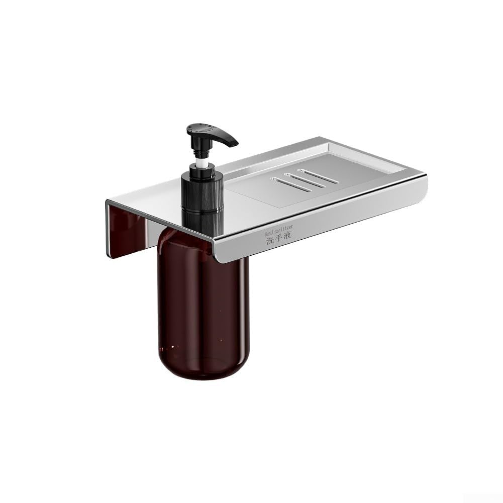 Dispensador de jabón de acero inoxidable montado en la pared con depósito de plástico transparente para facilitar el relleno, solución de almacenamiento duradera, diseño translúcido para controlar los