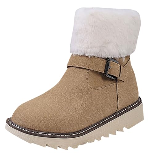 Zapatos versátiles y versátiles con hebilla de cinturón y cremallera lateral para otoño e invierno, botas cómodas que mejoran la altura, Khaki, 38 EU