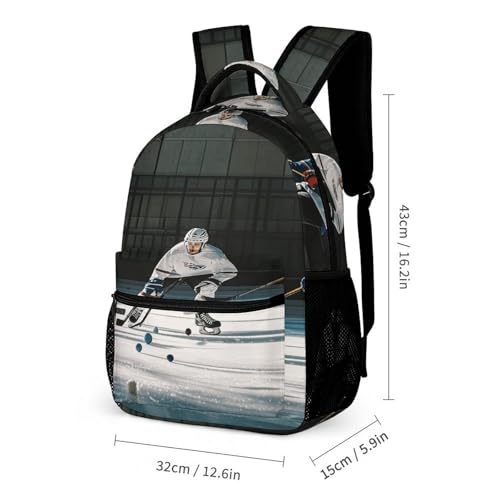 3Pcs Backpack Sets Ice Hockey Print Travel Daypack 3 in 1 Lightweight Backpack Set with Lunch Bag And Cosmetic Bag2