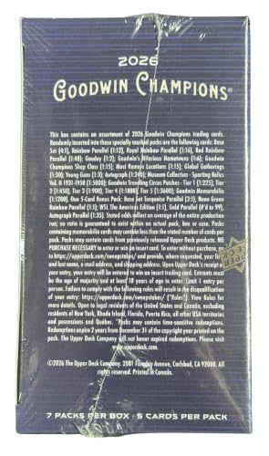 Upper Deck 2026 Goodwin Champions Blaster Box – 7 Packs, 5 Cards per Pack, Multi-Sport and Entertainment Trading Cards