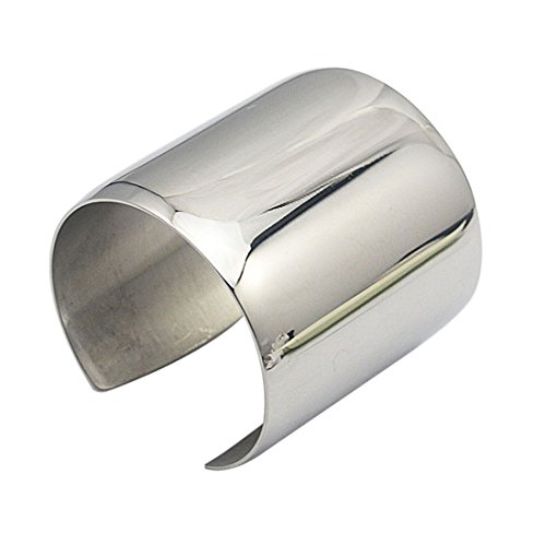Couya Silver Wide Cuff Bracelet Stainless Steel Smooth Polish Bangle For Women Ladies #TOP1