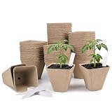 ARGCONNER 3.15 Inch Peat Pots, Plant Starting Pots for Seedlings, Square Garden Germination Nursery Pot with Drainage Holes for Herbs, Vegetables, Flowers & Garden Plants (60)