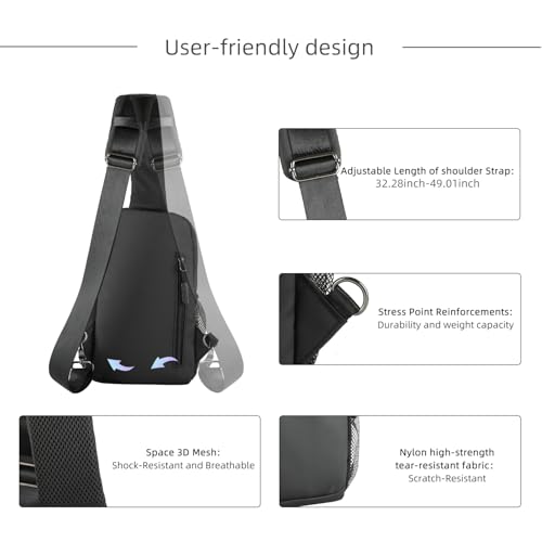 AMJ Cross-body Bag Small Handbag For Men, Shoulder Mini Bag For Women, Travel Chest Daypack for Hiking, Camping, Sports4