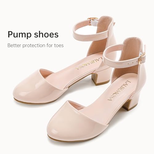 Image of LAURMOSA Girls Dress Shoes Closed Toe Pumps High Heels for Little Big Kid
