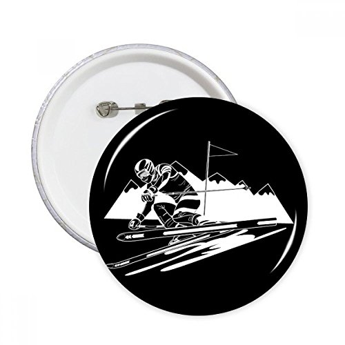 Pin's ski bouton noir XL pour personnaliser vos tenues de station et sacs à dos d'hiver