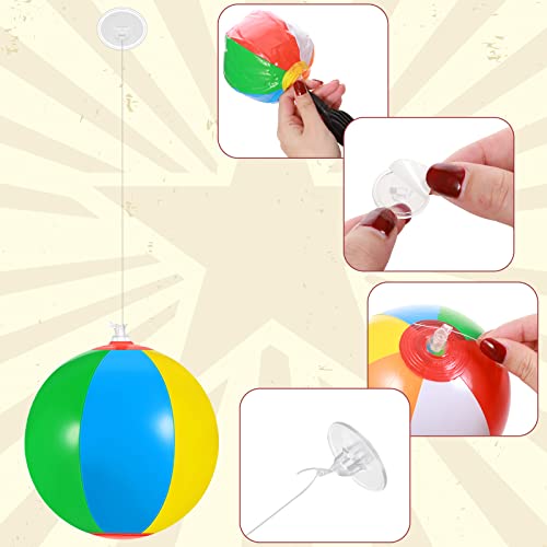 Hungdao 36 Pcs Summer Beach Ball Hanging Decoration, Small Beach Ball with Hanging Rope and Hooks Mini Inflatable Pool Blow up Sport Toy for Water Game Hawaiian Party Office Indoor Ornament by Hungdao - Image 3