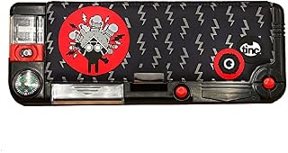 Tinc Kronk Character Pop Out Pencil Case Black | Pop Out Compartment with Push Button | Includes Pencil with Eraser Topper, Ballpoint Pen & 15cm Ruler | 3 Compartments | For School