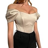 Women’s Satin Silk Bustier Off Shoulder Corset Crop Top Slim Fit Clubwear Rave Tube Top Cami Medium