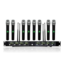 Great fit for any Event : The MUSYSIC 8-Channel Wireless Microphone System includes an 8-channel UHF receiver, 8 handheld wireless mics, a 1/4" audio cable, and a 12V AC universal power supply. Designed for seamless integration with karaoke machines,...