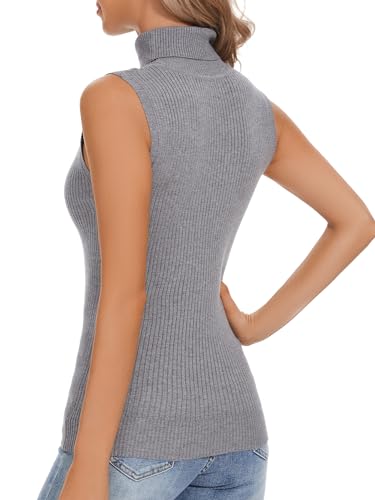 Image of Sleeveless Turtlenecks Tops for Women Slim Fit Knit Sleeveless Vest