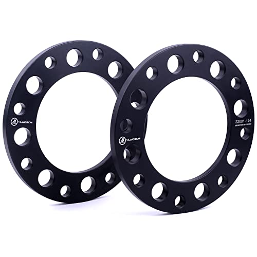 VLAOSCHI Black 8 Lug 8x200 8x210 Wheel Spacers 1/2 Inch Compatible with Chevy-GMC-Ford-Ram 2011-2023 Silverado/Sierra Dually 3500 HD | 2005-2023 F350 Dually | 2019-2023 RAM-3500 Dually - Pack of 2