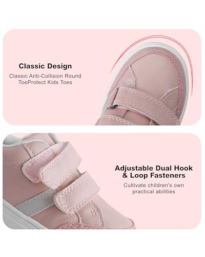 festooning Toddler Girls Sneakers Faux PU Leather Dual Hook and Loop Low Top Sneaker Non-Slip School Casual Walking Shoes for Little Big Kids3