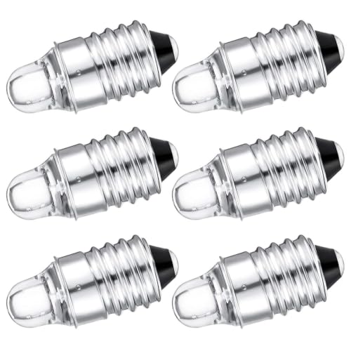 Wilafury Bombillas de linterna LED E10, 6 bombillas de repuesto con base de tornillo mini de 3 V, lámparas de linterna de color blanco cálido para faros delanteros de antorcha