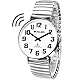 MAUJOY Sprechende Uhr Sehbehinderte Funkuhr I Deutsch Sprechende Herren Armbanduhr I Blindenuhr I Datum und Zeitansage I Für Blinde, Senioren und Demenzkranke (Silber)