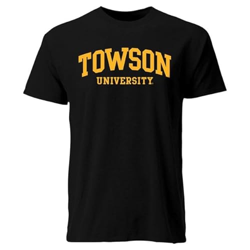 Barnesmith Towson University Tow, TU Tigers Short Sleeve Adult Unisex T-Shirt, Classic, Black, Medium