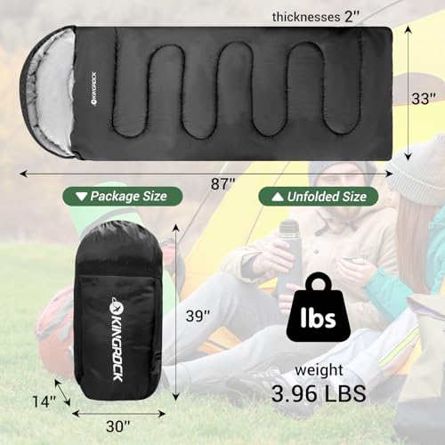 KINGROCK Bolsa de Dormir para Adultos Ligera Impermeable para Clima Frío con Bolsa de Compresión miniatura 3