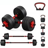 6-in-1 Adjustable Dumbbell, Barbell & Kettlebell Weights Set | 10kg to 50kg Weights | Customisable Strength Training for Home Gym & Fitness Workouts (50, Kilograms)