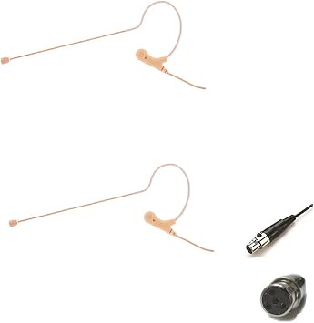 2pcs AV-JEFE AVL670 Professional Omnidirectional Earhook Microphone Beige Color_ Compatible with Shure Wireless Mic Systems