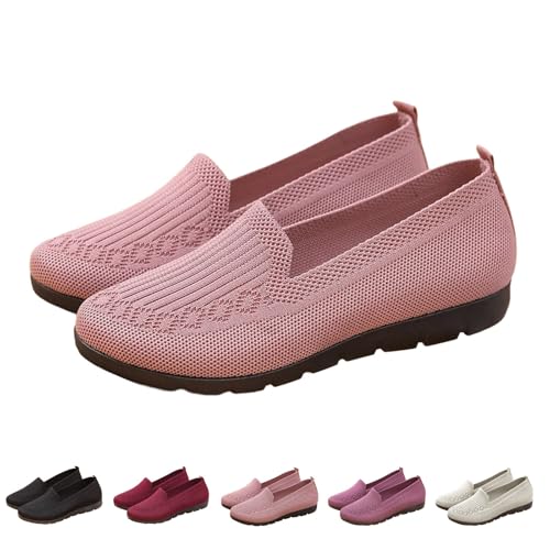 Imagen de Zapatillas Deporte Mujer Blancas Transpirables Pretty Moda Sneakers Malla Ligeros Clasico Zapatos Deportivos Slip on Entretiempo Comodas Barefoot Sin Cordones Mocasines Casual para Fitness Correr
