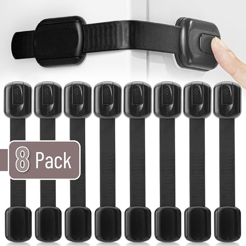 Image of Bates- Child Safety Strap Locks, 8 Pack, Black, Baby Cabinet Locks, Toilet Locks Baby Proof, Child Proof Drawer Locks, Cabinet Baby Locks for Cabinets, Child Proof Cabinet Locks, Drawer Child Locks