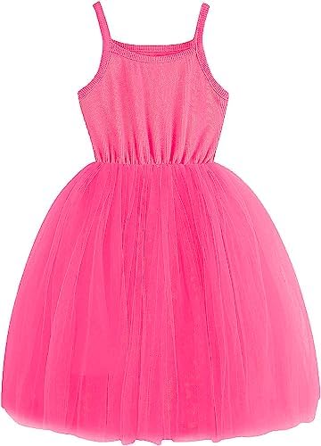 Baby Girls Tutu Dress Sleeveless Infant Toddler Sundress Tulle Bubble 5 Layers Rose