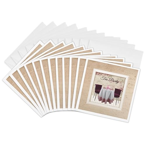 Cartes de vœux Tea Party 3dRose | Envoyez de la tendresse avec une théière et des tasses roses
