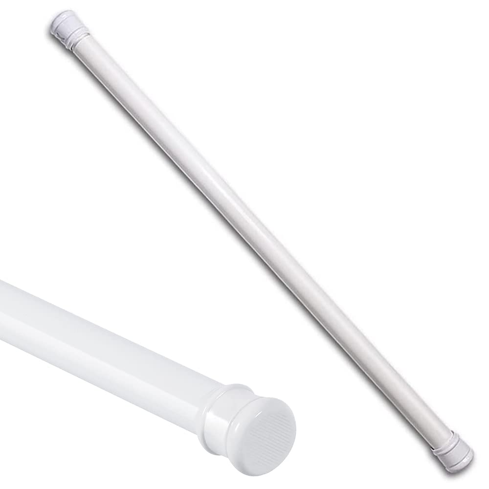 Rubik Shower Curtain Rod Adjustable 70-120cm, Thick & Extendable Telescopic Length Tension Bar Painted Surface No Drill Type for Bathroom Shower Bathtub Cabinet (70cm to 120cm, White)