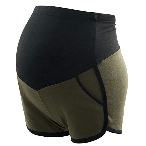 Maternity Summer Shorts Cotton Lounge Pregnancy Short Pants Full Panel Green XXL