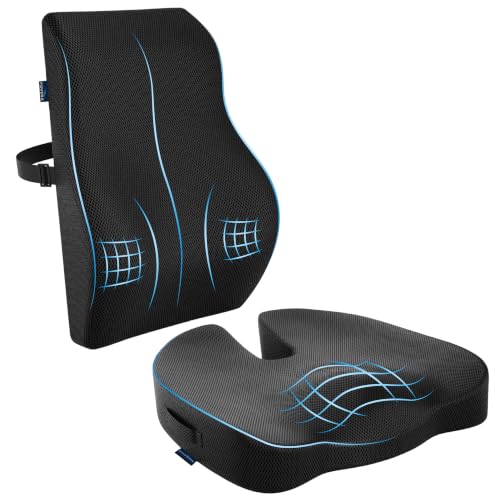 FOVERA Back Support for Office Chair & Coccyx Seat Cushion for Tailbone - Orthopedic Memory Foam Sitting Cushion Combo - Relieves Back, Sciatica, Hip, Seat Bone Pain - for Office & Home Chair - Image 2