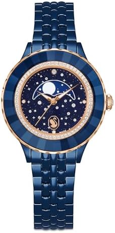 Swarovski Octea Moon Watch, Swiss Made, Metal Bracelet, Blue, Blue Finish
