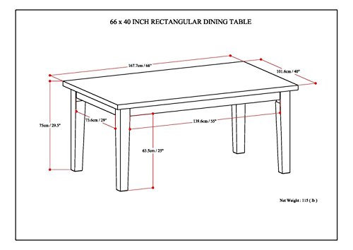 Simplihome Eastwood Rubberwood 66 Inch Rectangle Contemporary Dining Table In Java Brown, For The Dining Room #TOP5