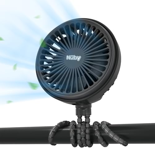 Image of Nuby 3-Speed Stroller Fan with Adjustable Legs - Stroller Accessories - Summer Travel Essentials - Ideal for Car Seats and Play Yards - Black