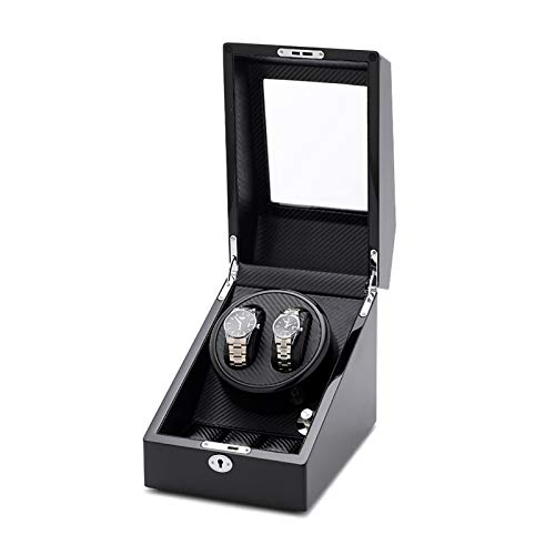 GaRcan Spinner Winding Box Watch Winder - 2+3 Carbon Fiber Leather Automatic Watch Shaker Rotator Watch Storage Box Display Holder Mute Motor Mechanical Watch Winding Mover with
