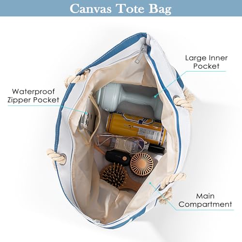 Beach Bags For Women - Large Beach Bags with Zipper Waterproof Sandproof Large Tote Swim Pool Bag