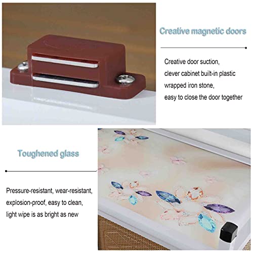 Slvuafrn Kitchen Storage Cabinet, Household Portable Cooktop Storage Shelf, Utility Kitchen Island With Tempered Glass Countertop For Dinning Room Living Room, Assembly Required #TOP4