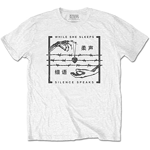 T-Shirt Silence Speaks While She Sleeps Blanc pour Adulte en Taille S