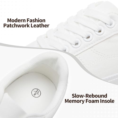 Witwatia White Sneakers for Women Low Top Canvas Shoes White Tennis Shoes Women's Comfortable Fashion Sneakers3