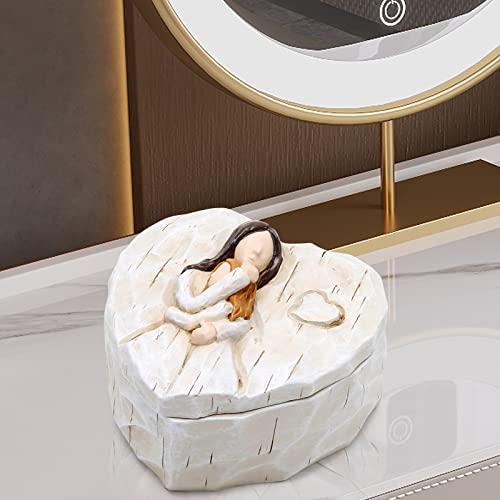 Hodao Mothers Day Jewelry Keepsake Box Sculpted Hand-Painted Memorial Box Anniversary Sweet Mother's Day Gifts Jewelry Home Decorative Box Table Decorations Birthday Gifts To Mom From Daughter #TOP4