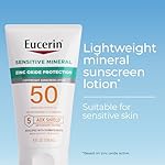 Eucerin Sun Sensitive Mineral Sunscreen Lotion SPF 50 with Zinc Oxide Protection, Hypoallergenic Sunscreen for Sensitive Skin, Oxybenzone and Octinoxate Free, 4 Fl Oz Tube - Image 2