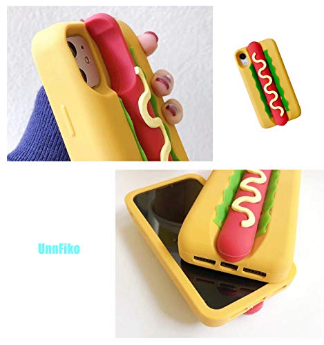 Unnfiko 3D Hot Dog Case Compatible With Iphone 11 Pro Max, Creative Cool Fun Cartoon Hamburger Soft Silicone Case Rubber Bumper Protection Cover (Hot Dog, Iphone 11 Pro Max) #TOP2